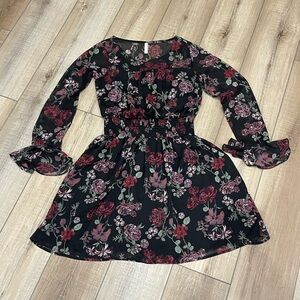 Floral Black Dress Xhilaration Size XS Sheer Dress